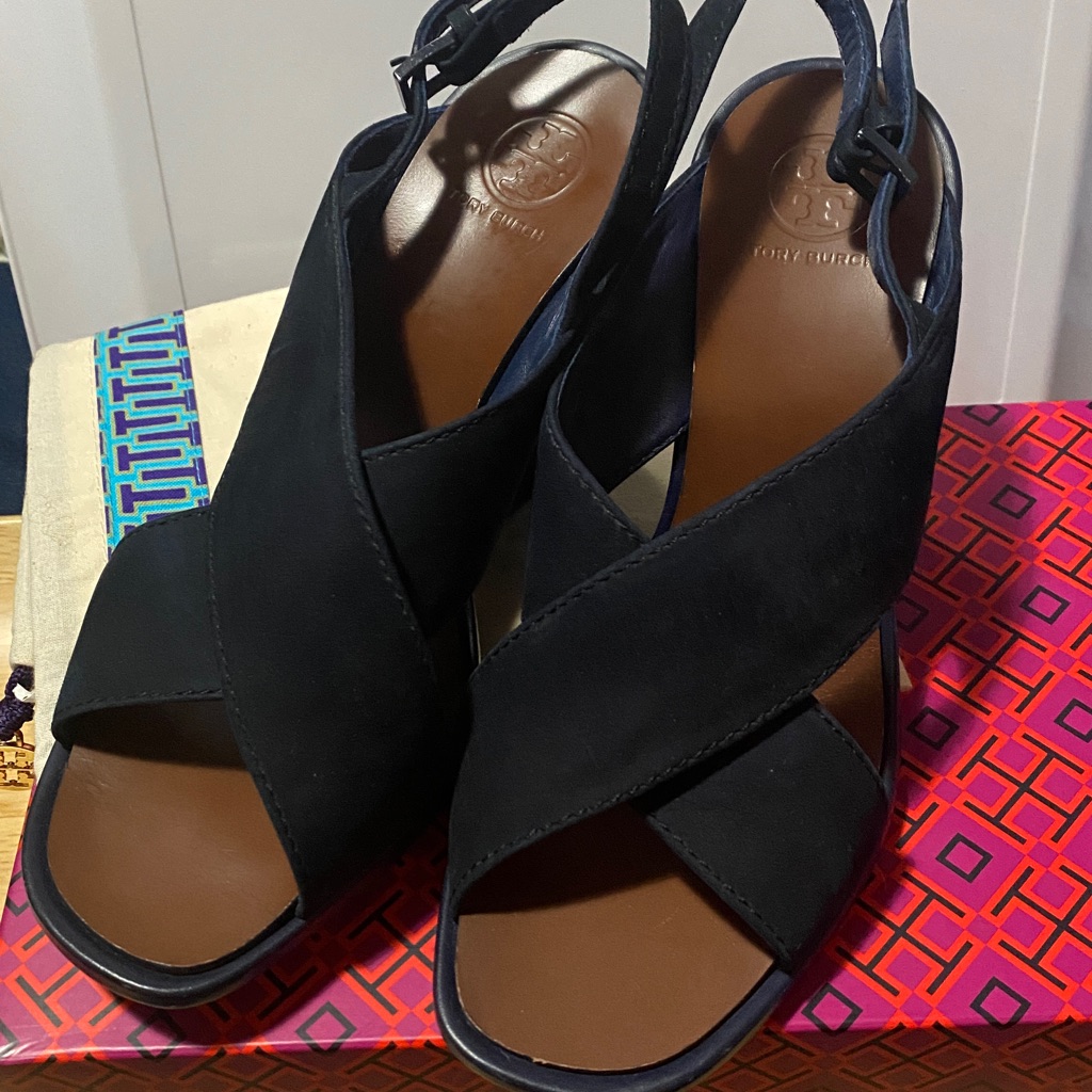 Tory Burch Navy Leather Sandals